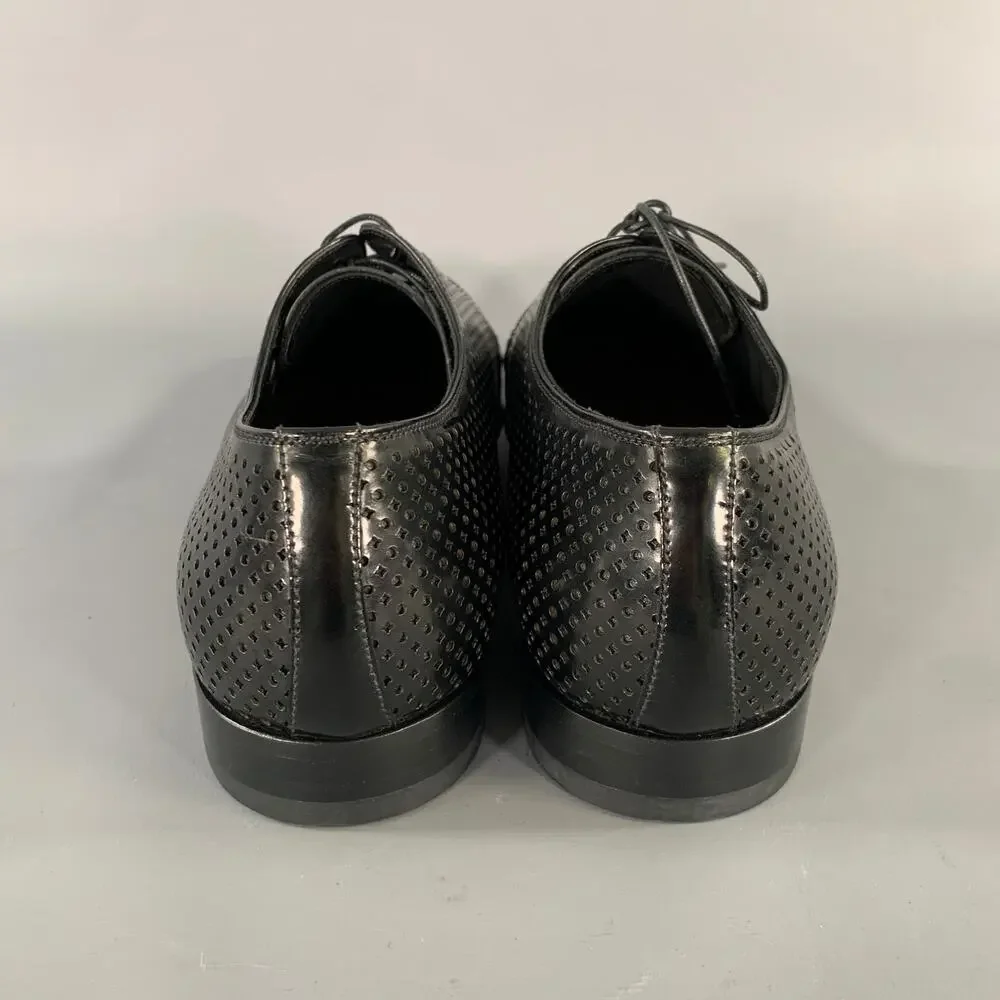 PRADA Size 9 Black Perforated Leather Lace Up Lace Up Shoes